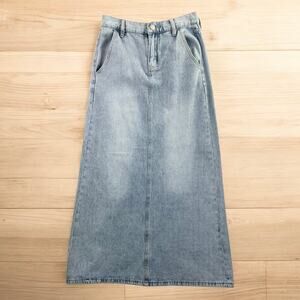 PTCL Denim Maxi Jean Skirt Womens 26 Blue Faded Light Wash Stretch Boho Western